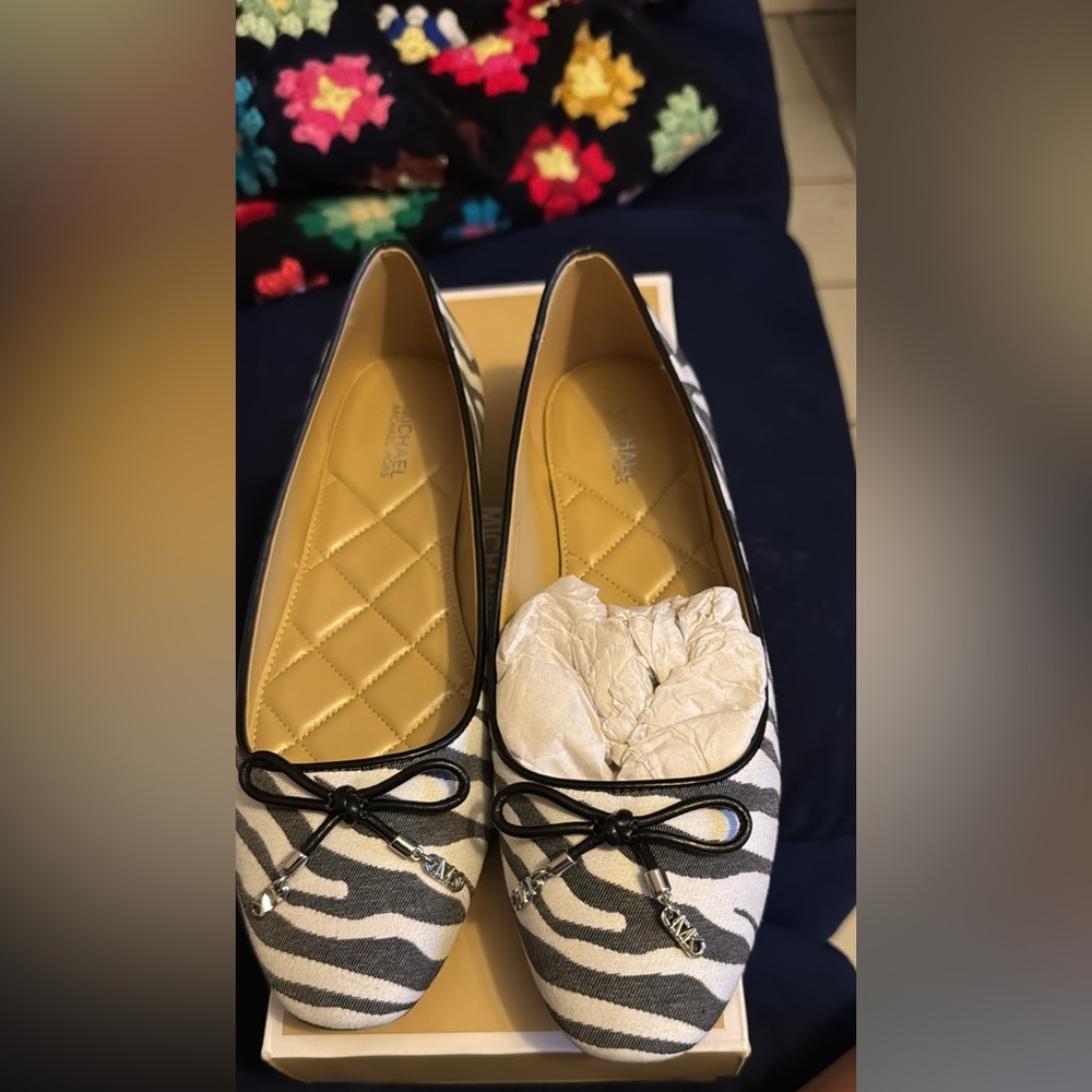 Michael Kors Zebra Print Flats with Black Accents